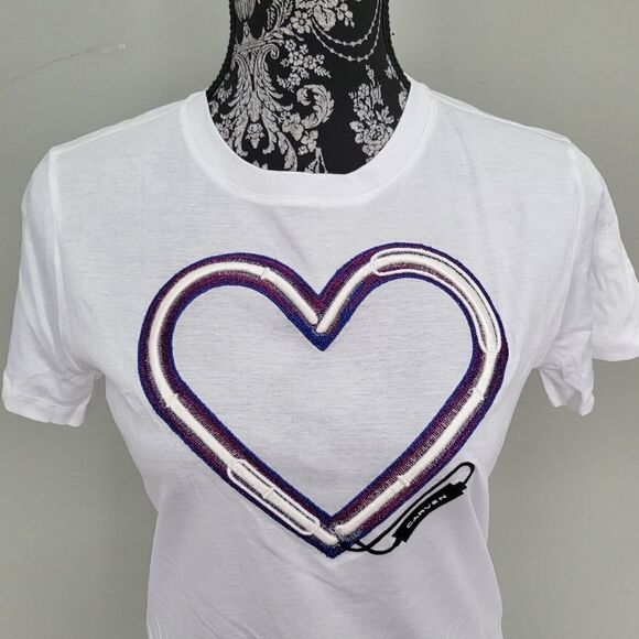 Carven Logo Heart T-Shirt-WHITE-Small - Picture 4 of 8